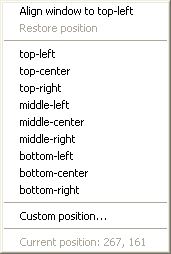 System window menu's Alignment submenu