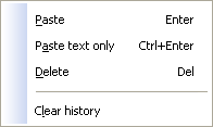 Clipboard History Window Context Menu