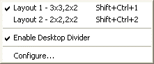 Desktop Divider popup menu