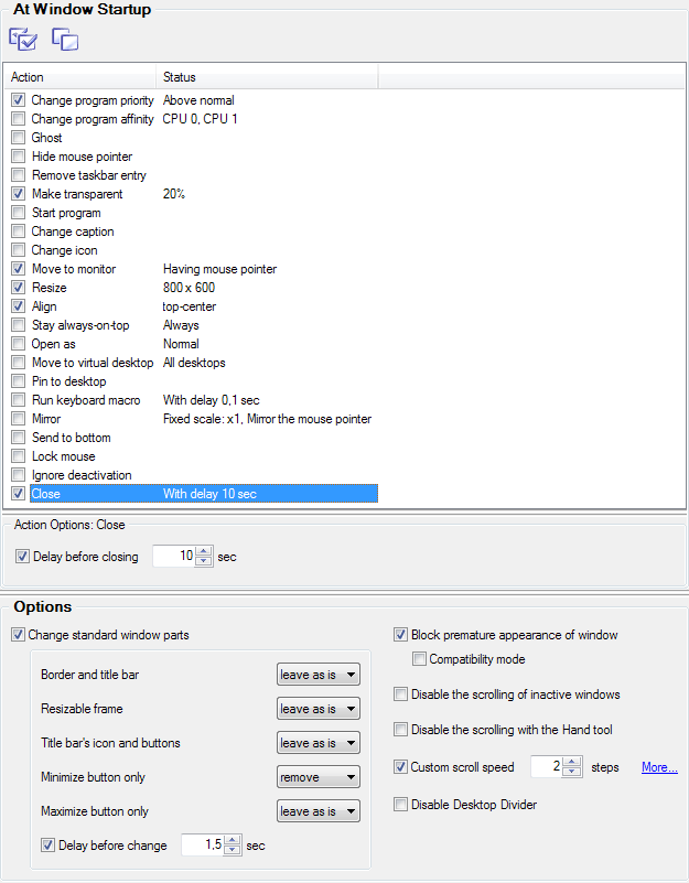 Startup Property Sheet