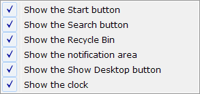 Toggle taskbar parts visibility