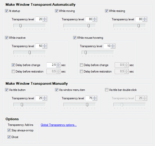 Transparency Property Sheet