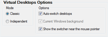 Virtual Desktops Options group