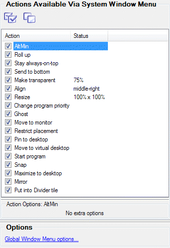 Window Menu Property Sheet