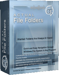 С помощью Actual File Folders вы можете быстро добраться до нужной папки во всех окнах работы с файлами – либо через автоматически формируемый список недавно посещённых папок, либо через настраиваемый список закладок на часто используемые папки.