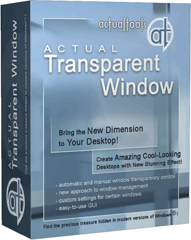 Actual Transparent Window позволяет в Windows 2000/XP/2003/Vista/2008 сделать полупрозрачным любое окно, например, Панель Задач, меню, Windows Media Player, Winamp и т.д.